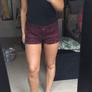 American Eagle maroon jean shorts
